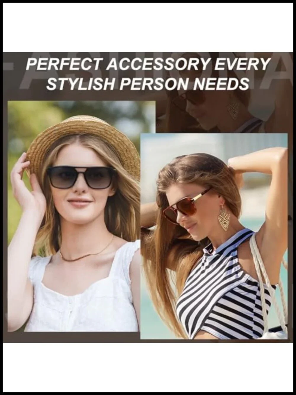 4 Pcs Retro Aviator Sunglasses Polarized UV400 Protection Rectangle